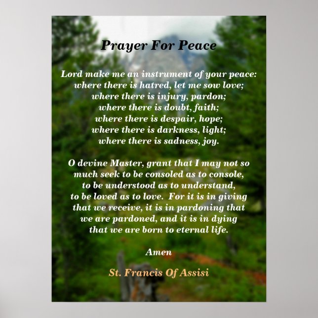Prayer For Peace Poster (Front)