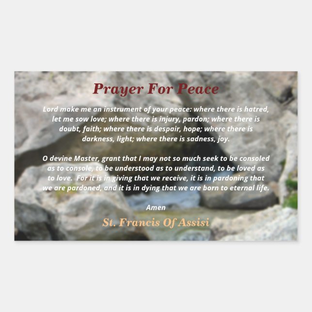Prayer For Peace Rectangular Sticker (Front)