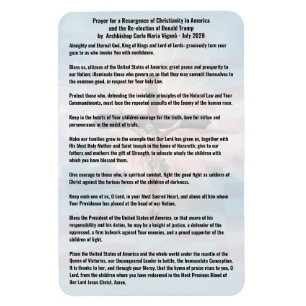 Prayer for President Trump and the USA -Vigano Magnet