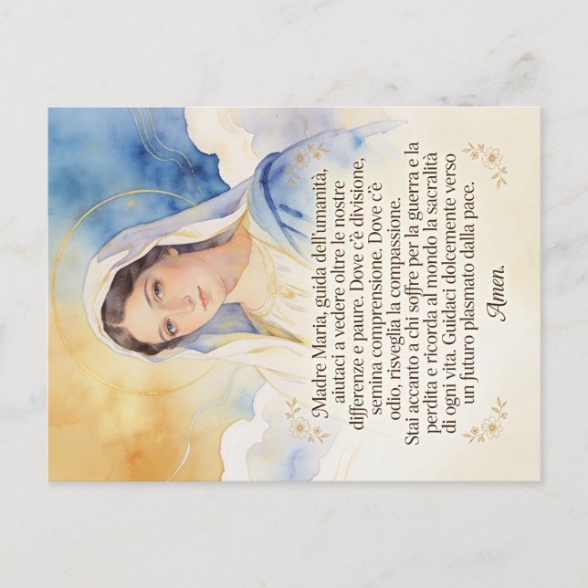 prayer for world peace in italian  postcard (Front)