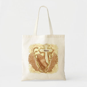 Prayer Hands Christian Cross Tote Bag