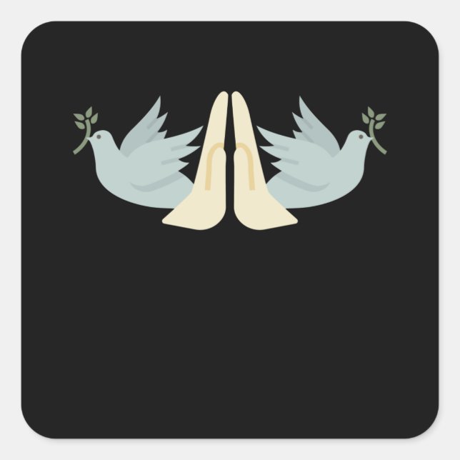 Prayer Hands Peace Doves Christian Square Sticker (Front)