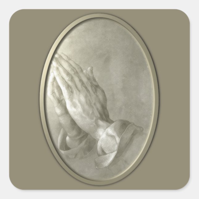 Prayer Hands Square Sticker (Front)