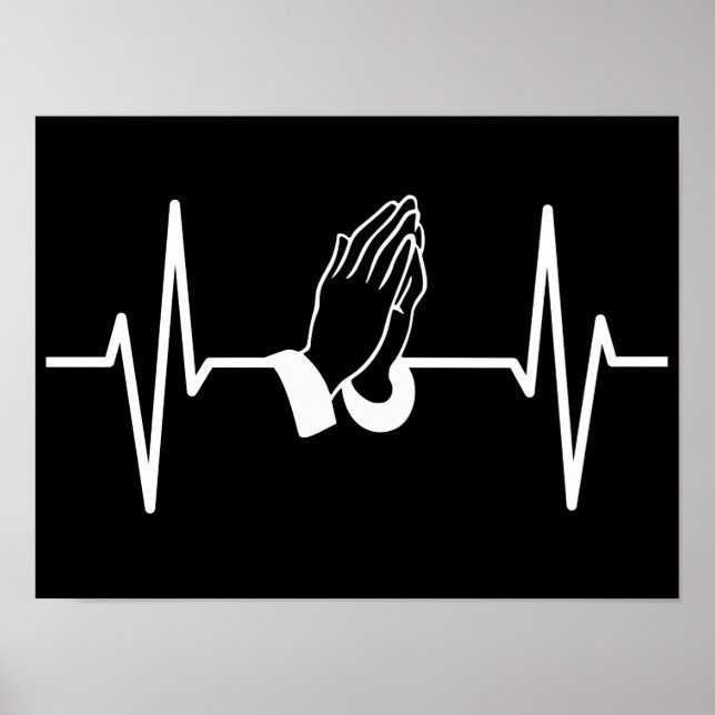 Prayer Heartbeat Pulse EKG: Christian Faith Gift Poster (Front)