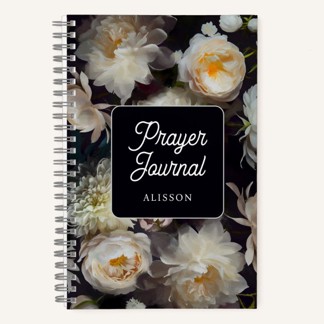Prayer Journal Cream Roses and Flowers (Front)