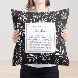 Prayer Keepsake Gift Scripture Black Floral Cushion