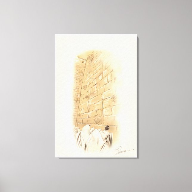 "Prayer" Kotel Old City Jerusalem Israel Art Paint Canvas Print (Front)
