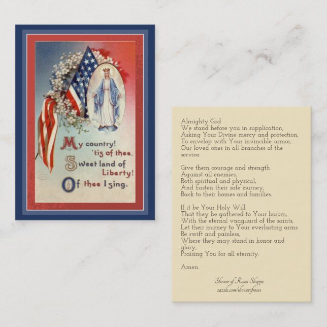Prayer Military Blessed Virgin Mary Holy Card (Front/Back)