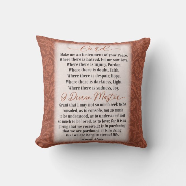 Prayer of Peace - St Francis of Assisi Cushion (Front)