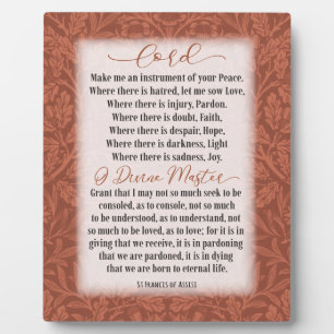 Prayer of Peace - St Francis of Assisi  Plaque
