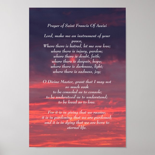 Prayer of Saint Francis Poster (Front)