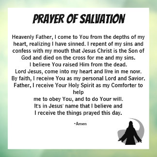 PRAYER OF SALVATION add church or ministry on back