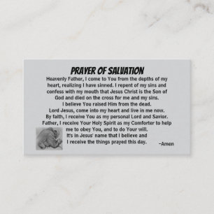 PRAYER OF SALVATION add church or ministry on back Business Card