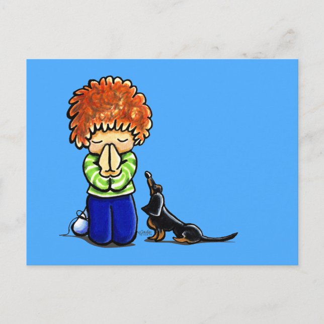 Prayer Partners Boy B/T Dachshund Postcard (Front)