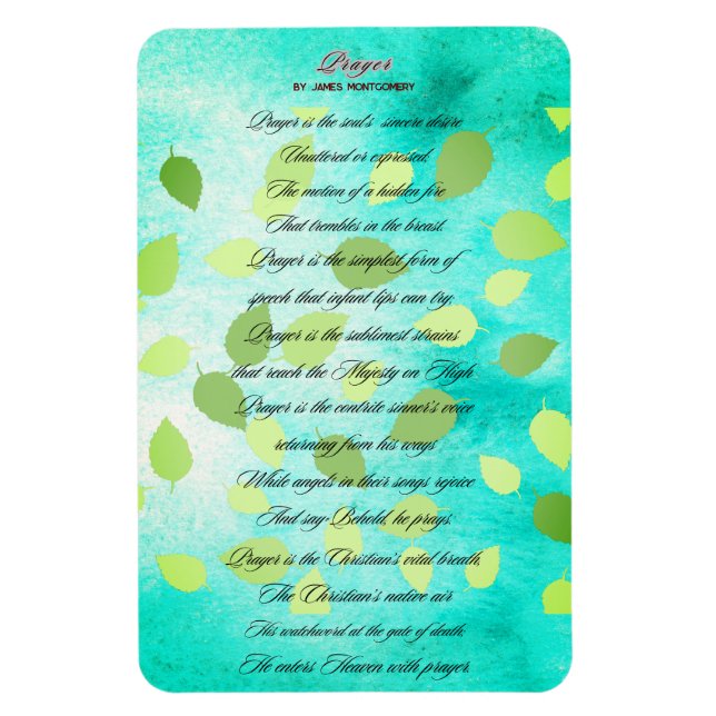Prayer Poem by James Montgomery Magnet (Vertical)