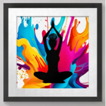 Prayer Pose Yoga woman braided bun Spiritual colou