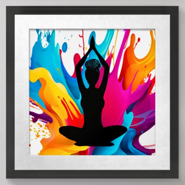 Prayer Pose Yoga woman braided bun Spiritual colou Poster (Creator Uploaded)