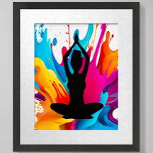 Prayer Pose Yoga woman messy bun Spiritual colour