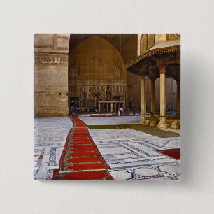 Prayer rugs leading into Islamic mosque, Cairo, 15 Cm Square Badge