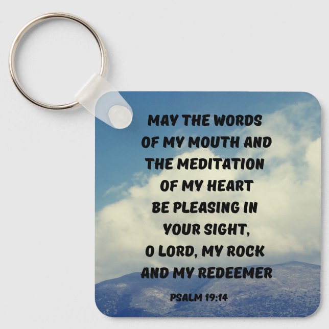 Prayer To Alway Please God Psalm 19:14 Bible Verse Key Ring (Front)