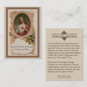 Prayer to the Sacred Heart of Jesus Holy Card