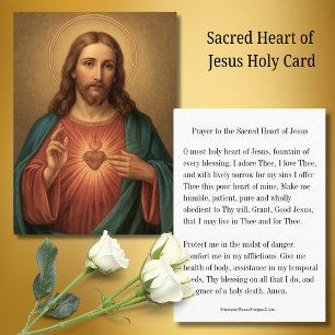 Prayer to the Sacred Heart of Jesus Holy Card
