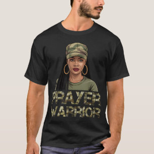 Prayer Warrior Camo Hat God Jesus Christian Black T-Shirt