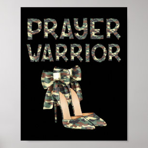Prayer Warrior Camo High Heels Bow Faith God Jesus Poster