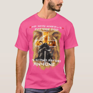 Prayer Warrior Lion Judah Christian Cross Back Pri T-Shirt