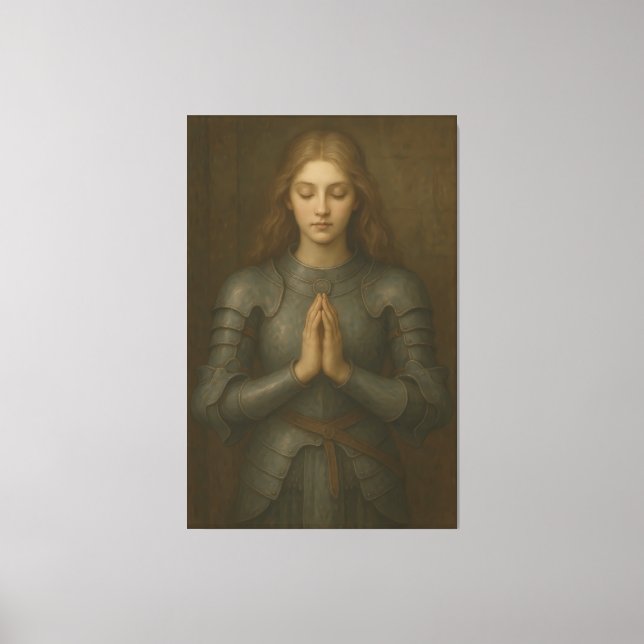 Prayer Warrior Maiden 01 – Holy Silver Armor Sacre Canvas Print (Front)
