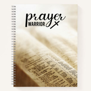 PRAYER WARRIOR Open Bible Christian Cross Notebook