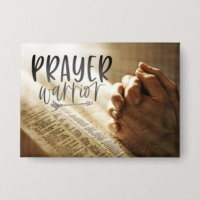 PRAYER WARRIOR Praying Hands on Open Bible (Front)