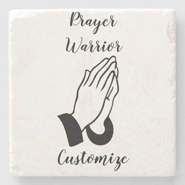 Prayer Warrior Praying Thunder_Cove Stone Coaster (Front)