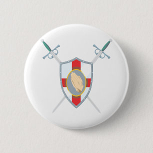 Prayer Warrior With Praying Hands 6 Cm Round Badge