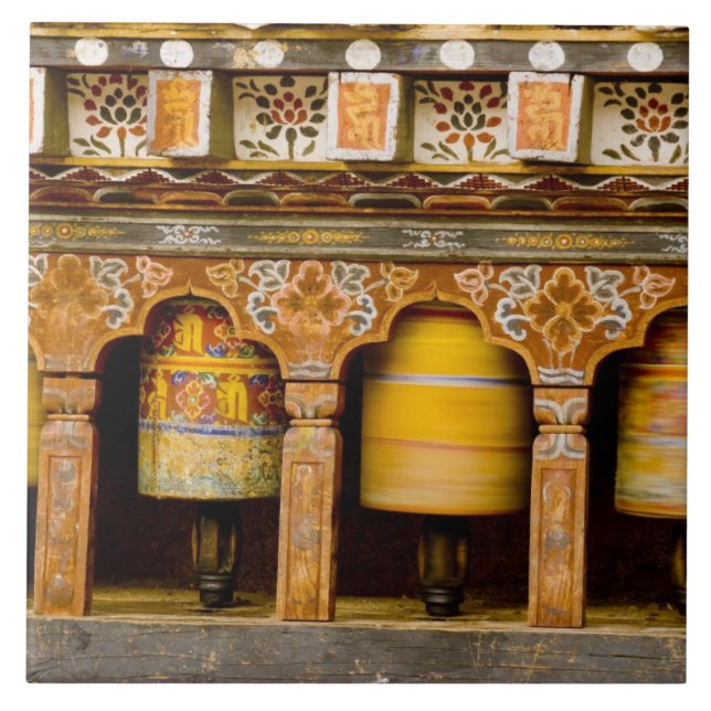 Prayer Wheels, Mani Wheel at Trongsa Dzong, Tile (Front)