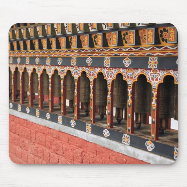 Prayer Wheels of the central square in Thimphu Mouse Pad (Front)
