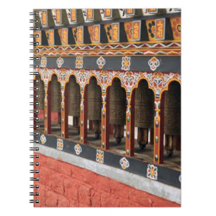 Prayer Wheels of the central square in Thimphu Spiral Notebook