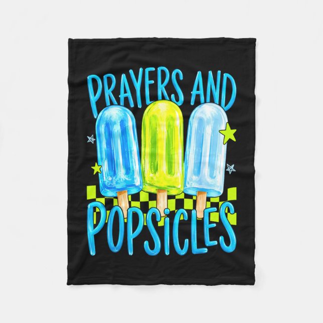 Prayers and popsicles cute christian summer kids fleece blanket (Front)