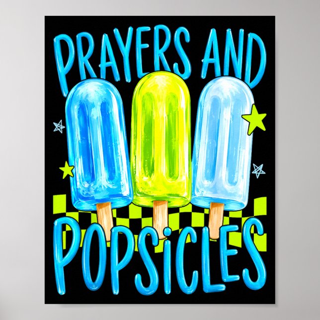 Prayers and popsicles cute christian summer kids poster (Front)