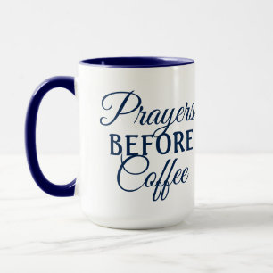 "Prayers Before Coffee" Two-Tone Christian Mug