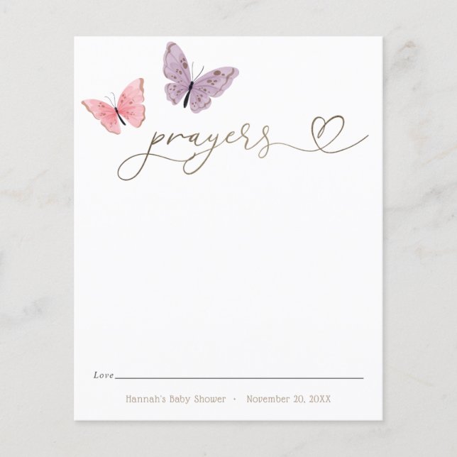 Prayers for Baby Butterfly Card (Front)