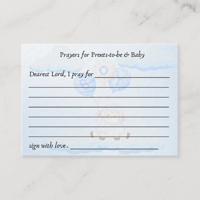 Prayers for Parents-to-be & Baby Blue Little Lamb Enclosure Card (Front)