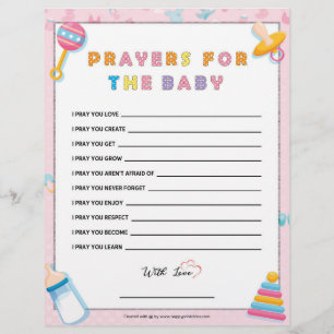Prayers For The Baby [Baby Basics Pink] Custom Letterhead