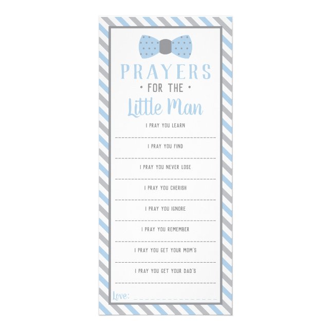 Prayers for the Little Man, Baby Blue, Grey Rack Card (Front)