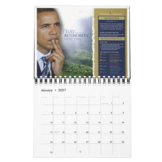 Prayers for the President Calendar (Jan 2027)