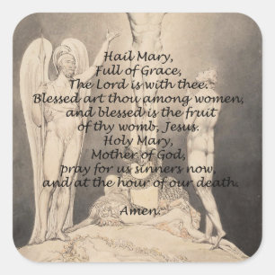 Prayers Hail Mary Religious Quotes Words Square Sticker