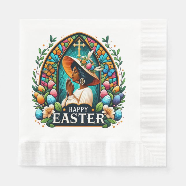 Praying African American Woman Religious Easter Napkin (Front)