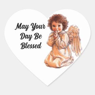 Praying Angel Heart Sticker
