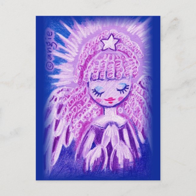 Praying Angel with Curls Postcard (Front)