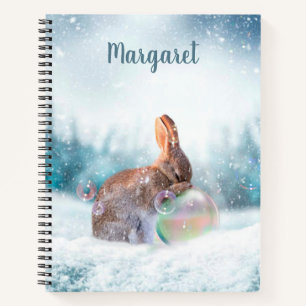 Praying Bunny Rabbit in Snow Notebook
